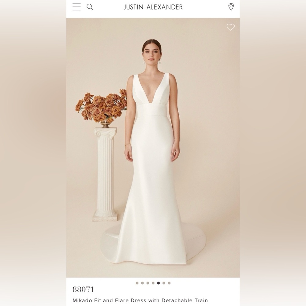 Justin Alexander Mikado Fit and Flare Wedding Dress - Ivory